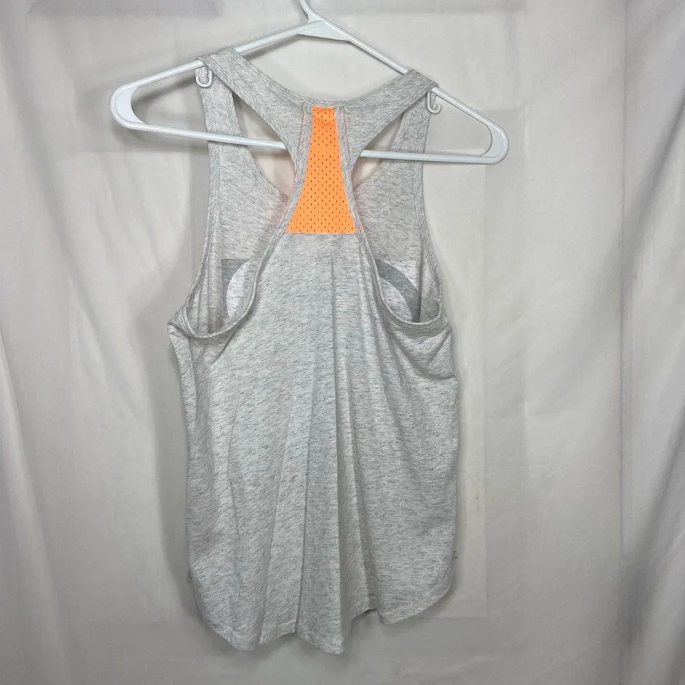 NWOT Justice‎ girl’s light gray neon decal heart racerback active tank top large
